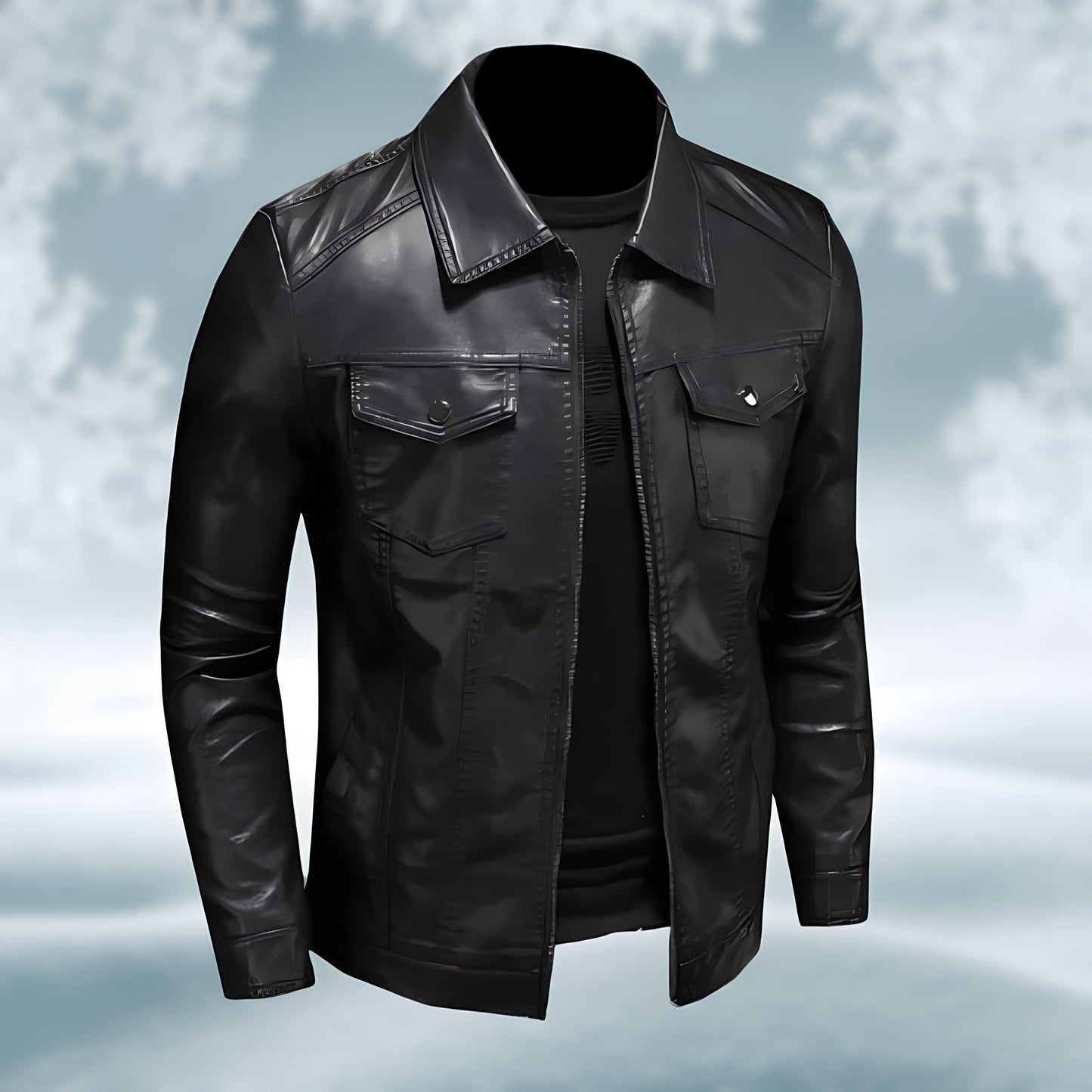 Julio | Veste en cuir à col pour homme - Image 3