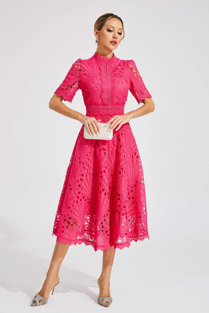 Mélanie | Robe midi élégante en dentelle pour femmes - Image 2