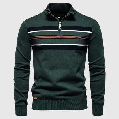 Tanguy | Pull rayé à col zippé pour homme - Image 1