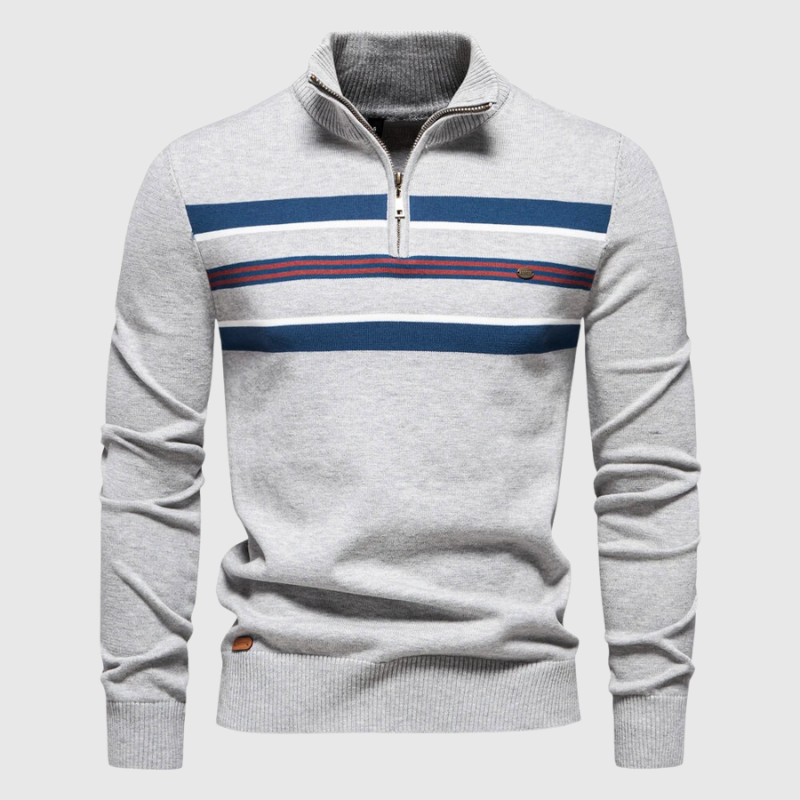 Tanguy | Pull rayé à col zippé pour homme - Image 2
