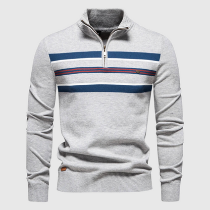 Tanguy | Pull rayé à col zippé pour homme - Image 2