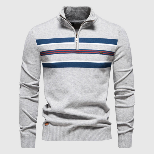 Tanguy | Pull rayé à col zippé pour homme - Image 2