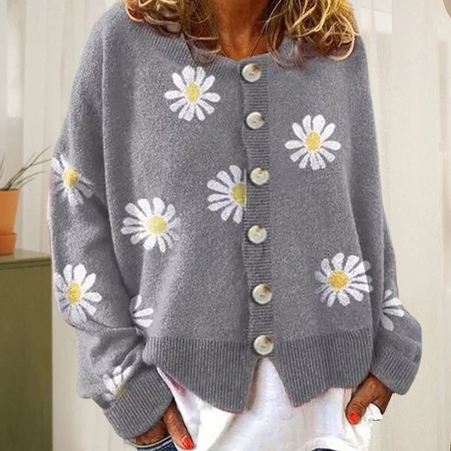 Camille | Cardigan Floral Boutonné Femme - Image 2