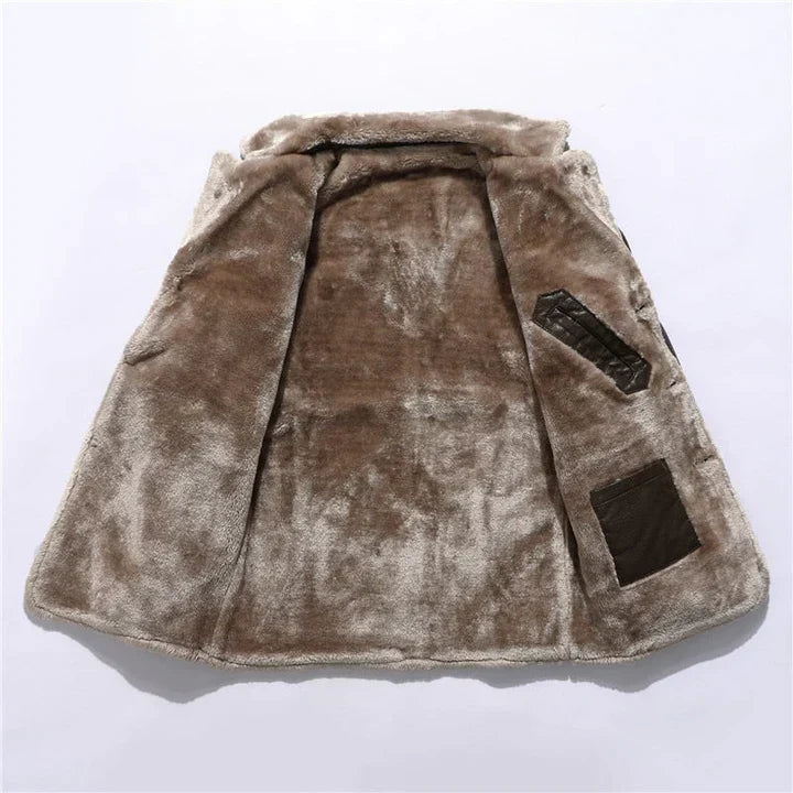 Hervé | Manteau mi-long pour homme avec col en fausse fourrure - Image 3