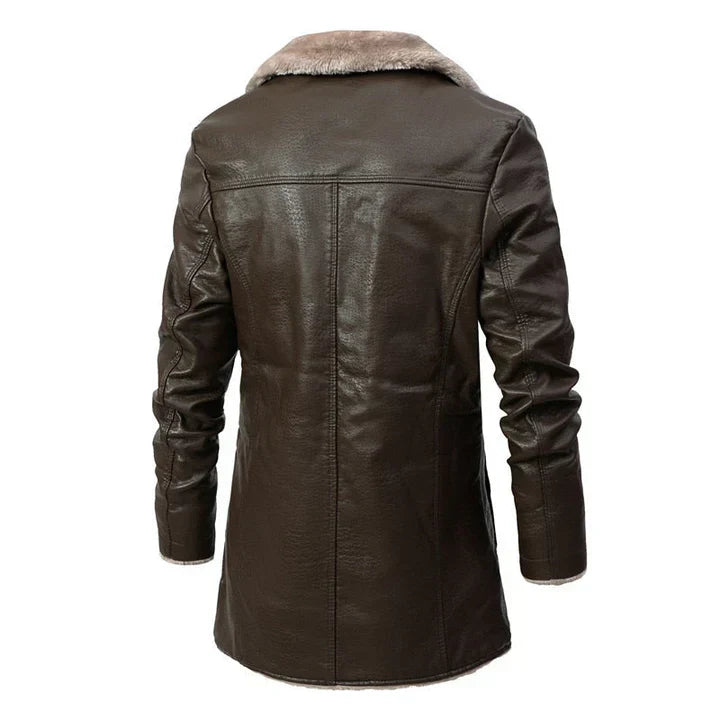 Hervé | Manteau mi-long pour homme avec col en fausse fourrure - Image 4
