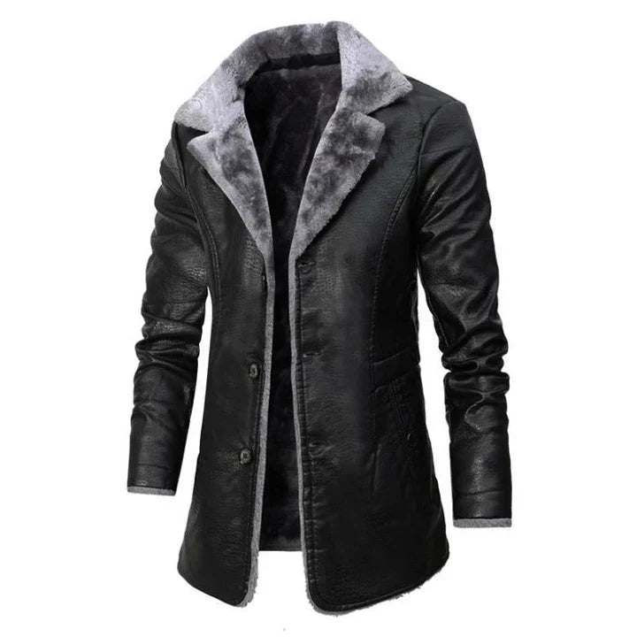 Hervé | Manteau mi-long pour homme avec col en fausse fourrure - Image 2