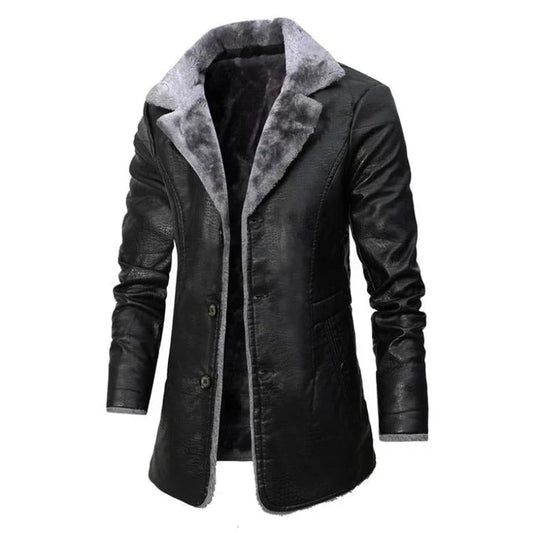 Hervé | Manteau mi-long pour homme avec col en fausse fourrure - Image 2