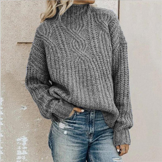 Elsa | Pull Femme Oversize Col Roulé en Tricot Côtelé - Image 1
