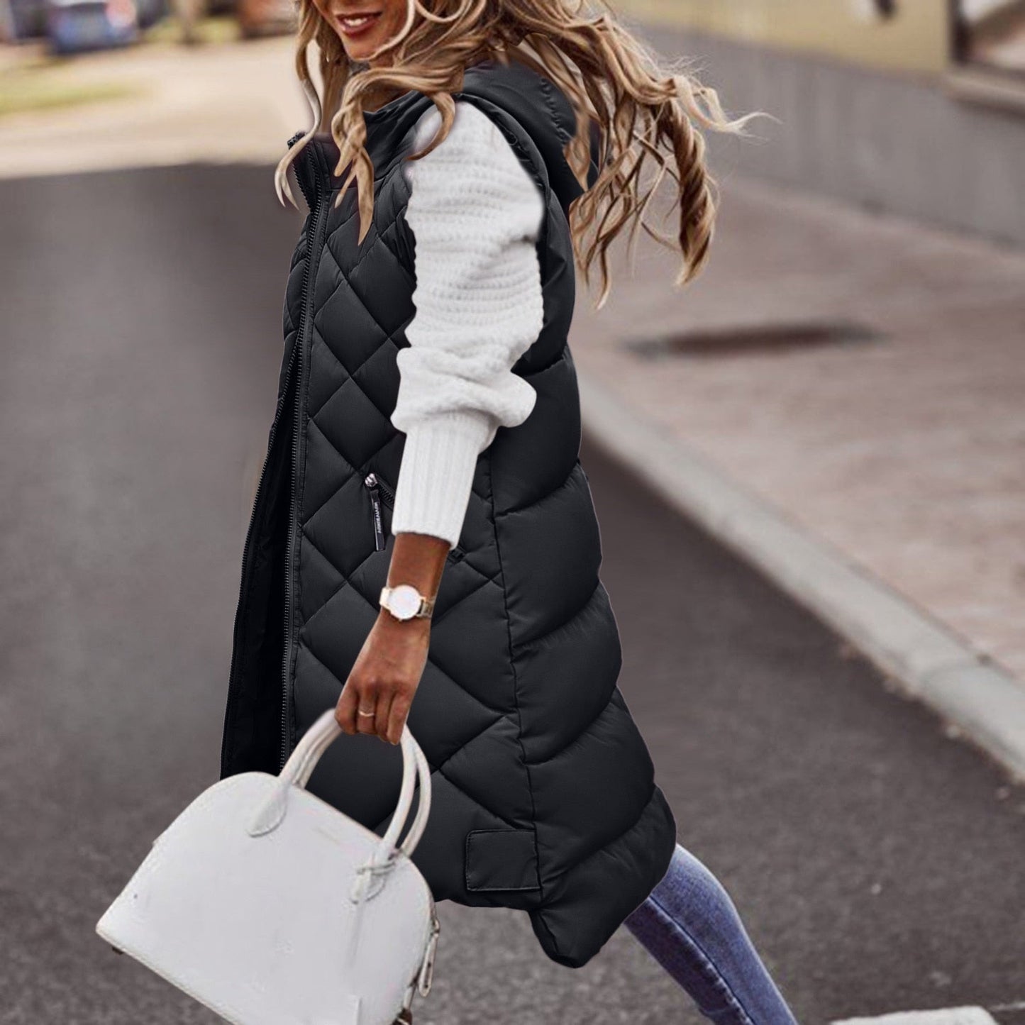Manelle | Veste longue matelassée à capuche pour femme - Image 4