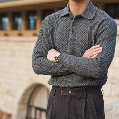 Roméo | Pull Polo Homme en Tricot Texturé - Image 5