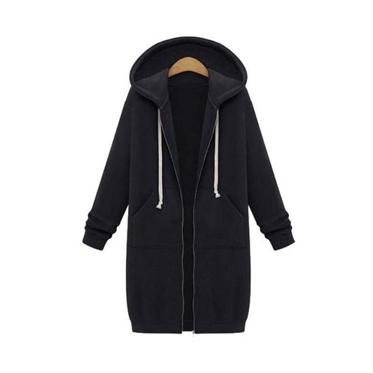 Véronique | Sweat à capuche long zippé pour femme - Image 1