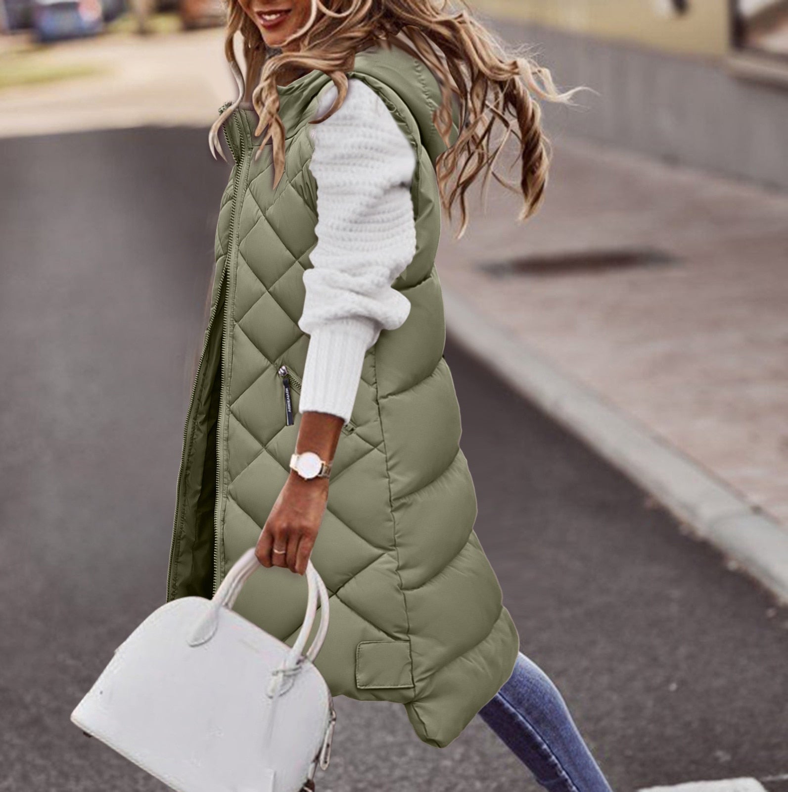 Manelle | Veste longue matelassée à capuche pour femme - Image 3
