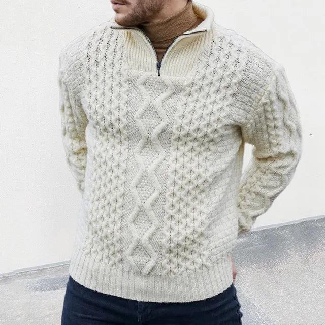 Jean | Pull Homme Maille Côtelée avec Fermeture Éclair 1/4 - Image 3