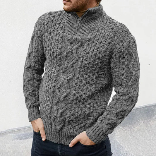 Jean | Pull Homme Maille Côtelée avec Fermeture Éclair 1/4 - Image 2
