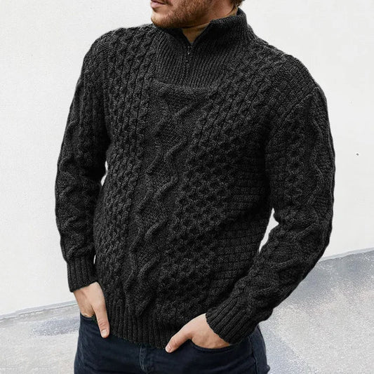 Jean | Pull Homme Maille Côtelée avec Fermeture Éclair 1/4 - Image 1