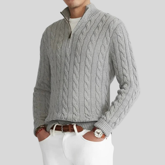 Ben | Pull Homme Maille Côtelée à Col Zippé - Image 1