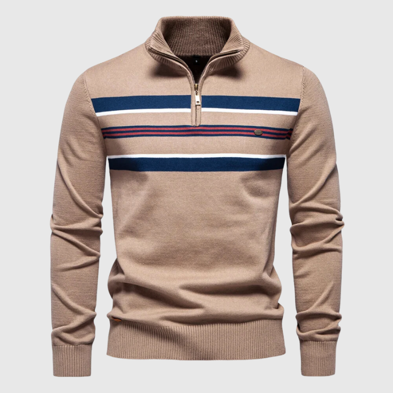 Tanguy | Pull rayé à col zippé pour homme - Image 3