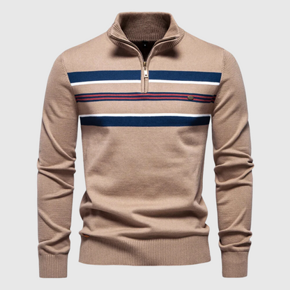Tanguy | Pull rayé à col zippé pour homme - Image 3