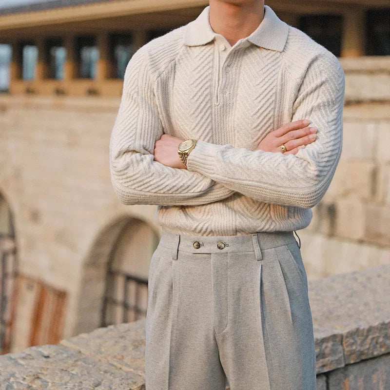 Roméo | Pull Polo Homme en Tricot Texturé - Image 2