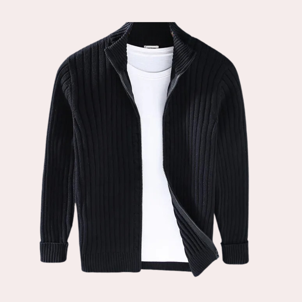 Stéphane | Veste Homme Zippée en Maille Côtelée - Image 4