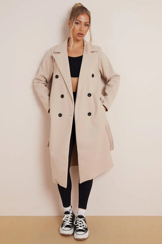 Sylviane | Manteau croisé ceinturé pour femme - Image 1