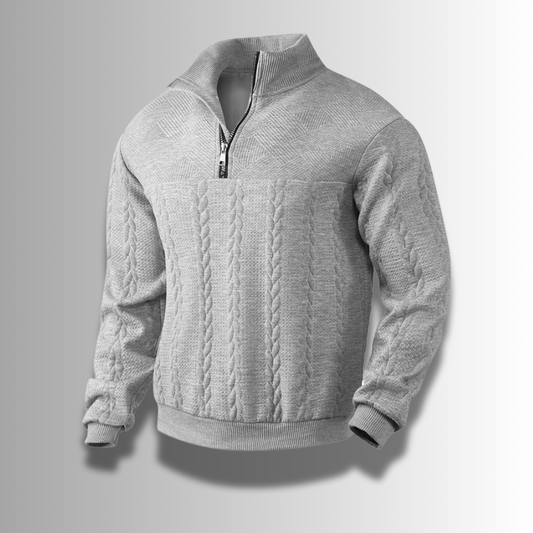 Fabrice | Pull Homme Maille Côtelée avec Fermeture Éclair 1/4 - Image 2