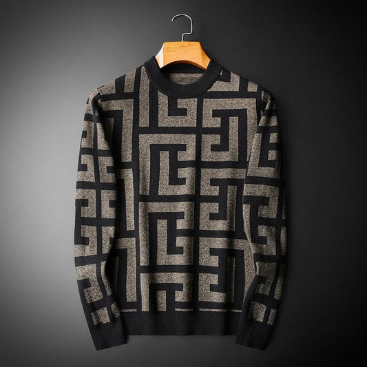 Ethan | Pull Homme Col Rond Motif Géométrique - Image 1