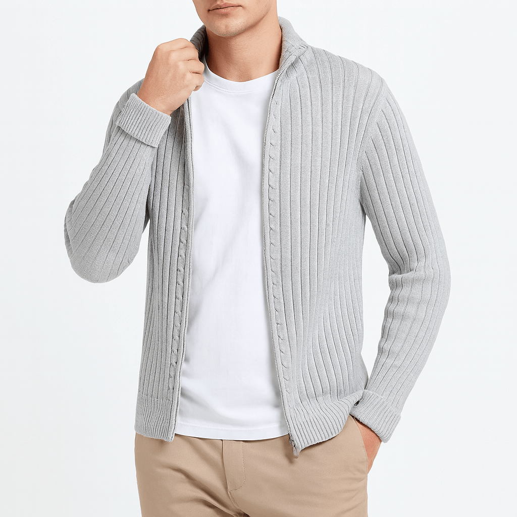 Victorien | Pull zippé côtelé pour homme - Image 1