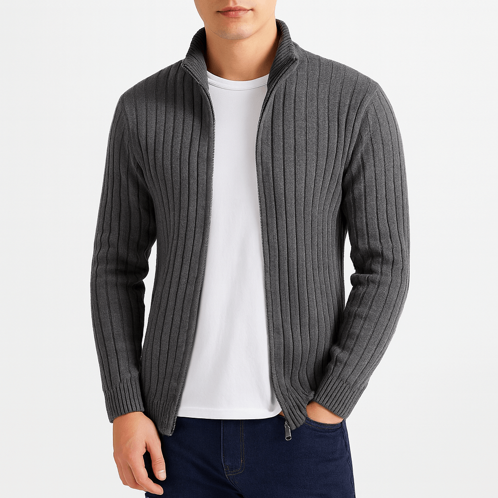 Victorien | Pull zippé côtelé pour homme - Image 2