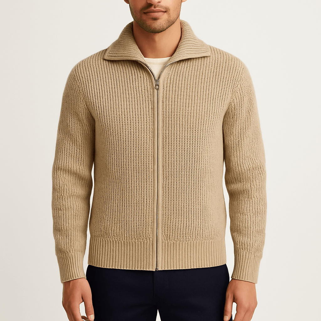 Vasco | Pull zippé intégral pour homme à col châle - Image 1