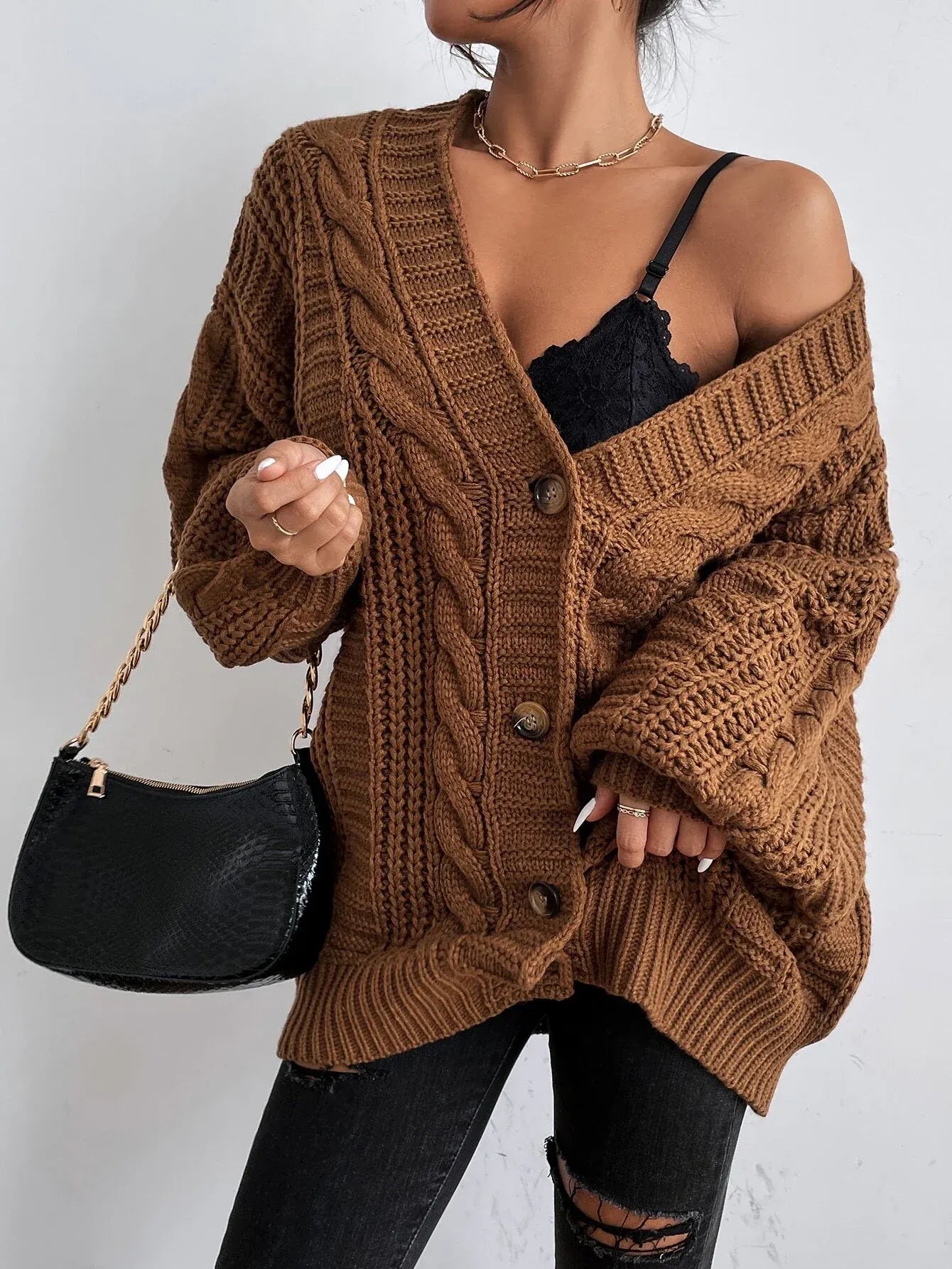Leïla | Cardigan Femme Oversize en Tricot torsadé - Image 5