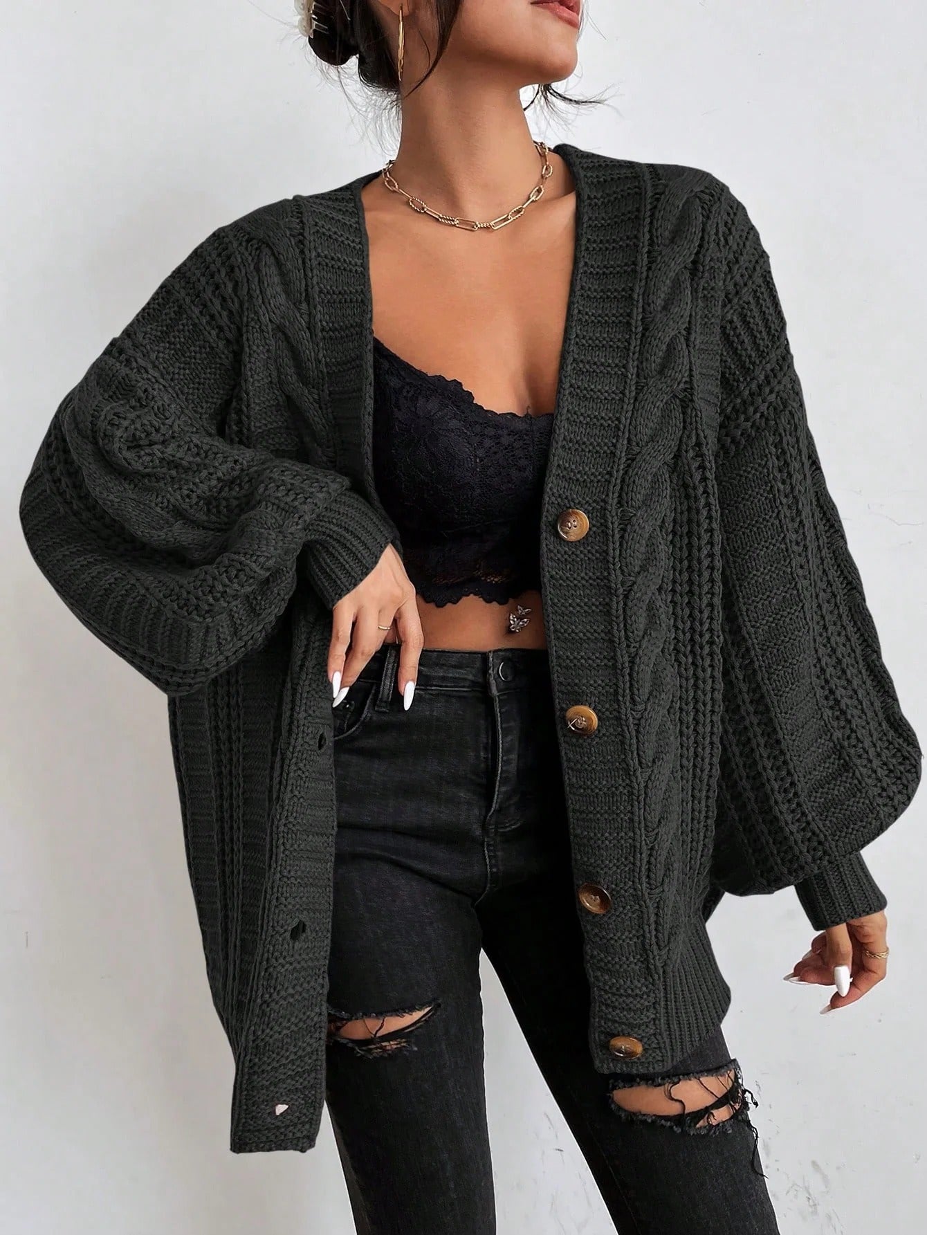 Leïla | Cardigan Femme Oversize en Tricot torsadé - Image 10