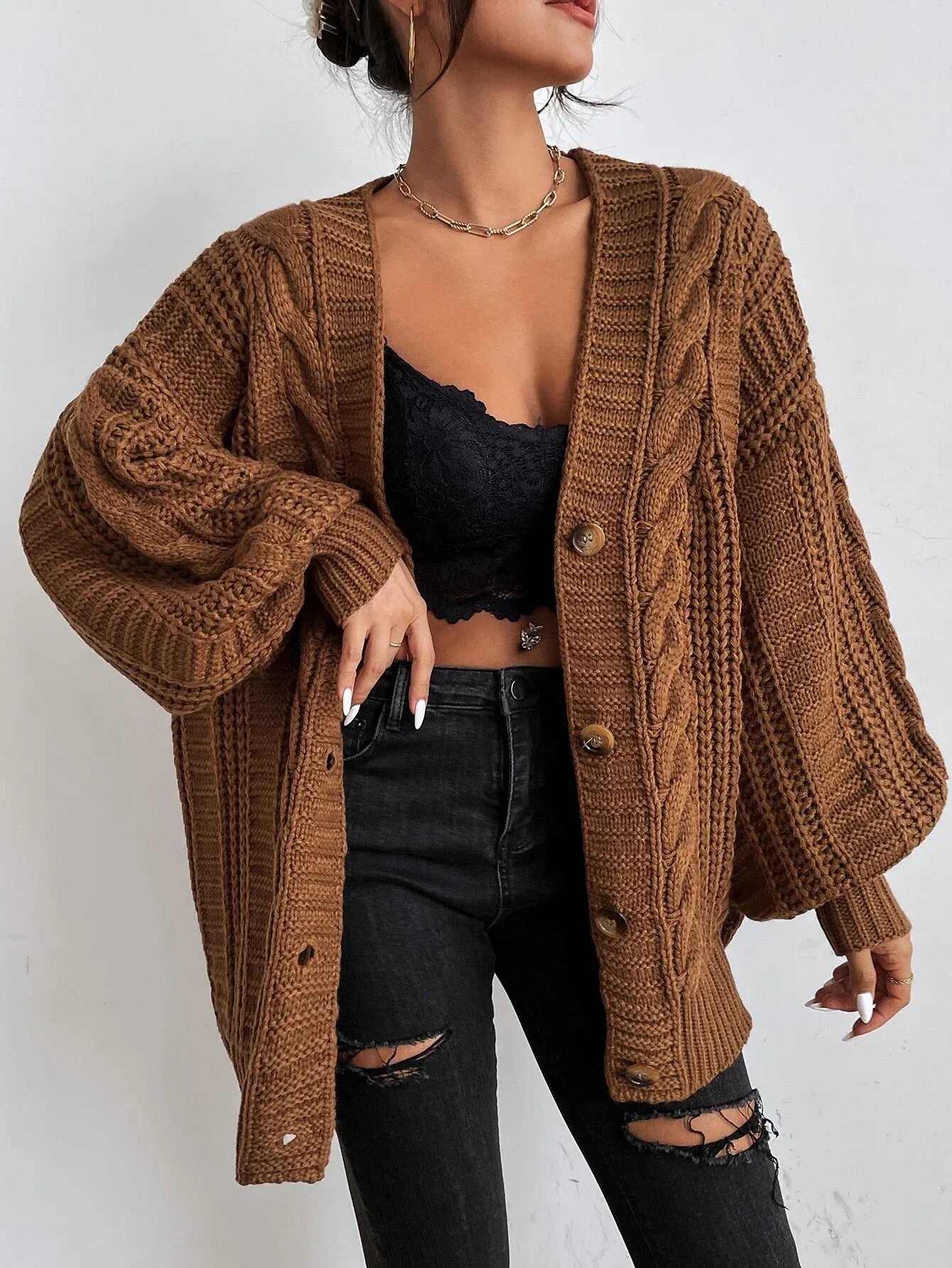 Leïla | Cardigan Femme Oversize en Tricot torsadé - Image 2