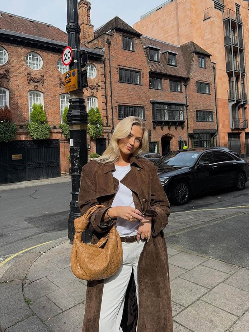 Hajar | Long Trench-coat Marron pour Femme - Image 1