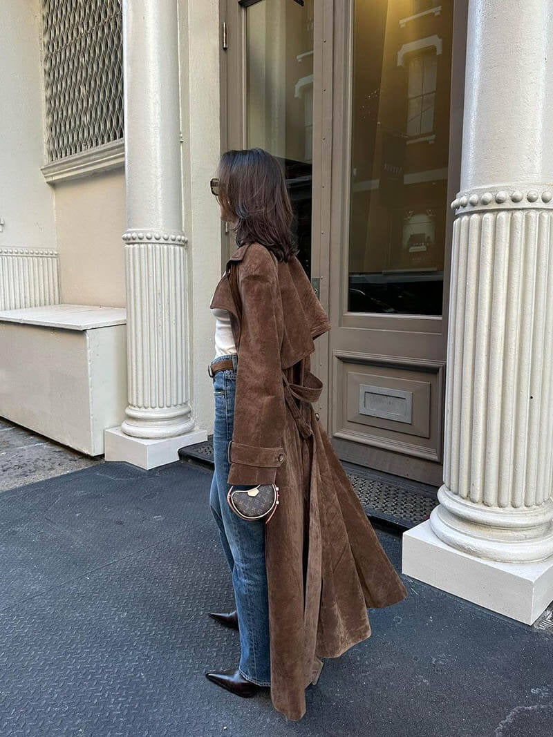 Hajar | Long Trench-coat Marron pour Femme - Image 4