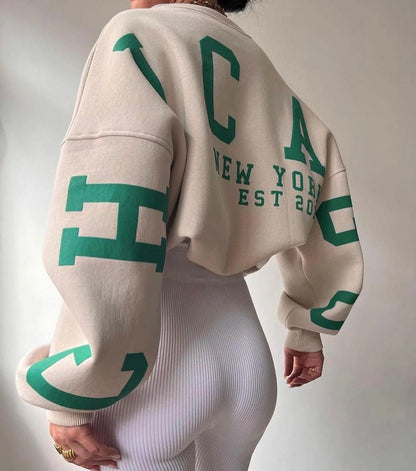 Léonie | Sweat-shirt graphique oversize à col rond pour femme - Image 1