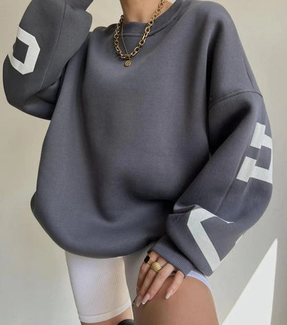 Léonie | Sweat-shirt graphique oversize à col rond pour femme - Image 4