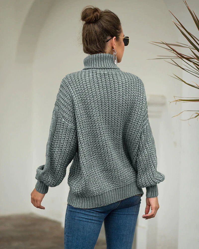 Angeline | Pull Femme Oversize Col Roulé en Tricot Côtelé - Image 4