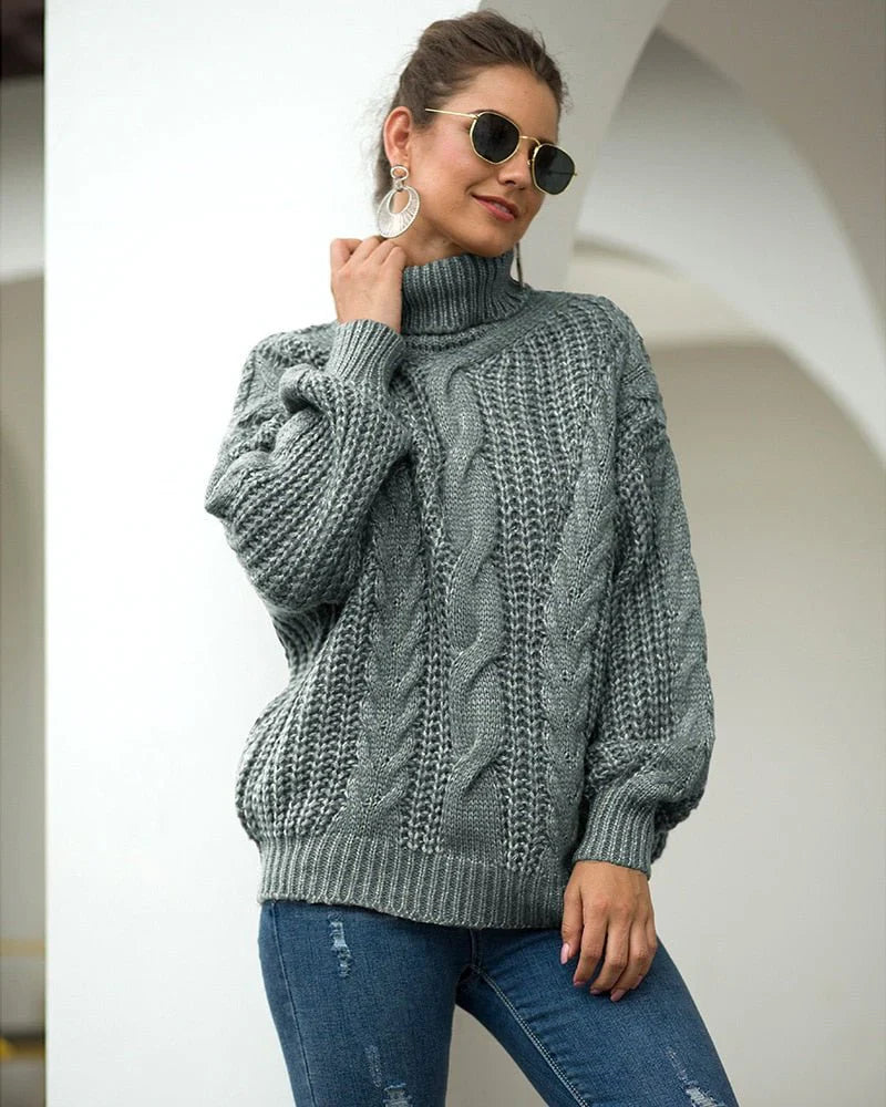 Angeline | Pull Femme Oversize Col Roulé en Tricot Côtelé - Image 3