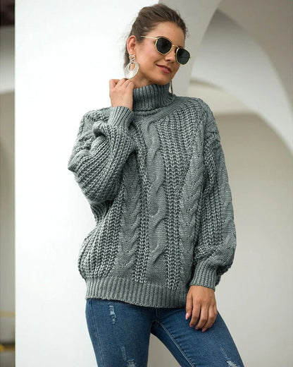 Angeline | Pull Femme Oversize Col Roulé en Tricot Côtelé - Image 3