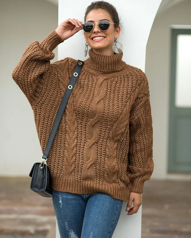 Angeline | Pull Femme Oversize Col Roulé en Tricot Côtelé - Image 7
