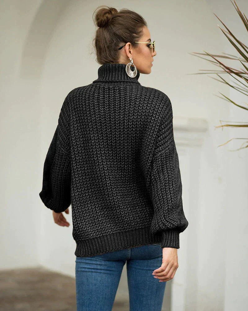 Angeline | Pull Femme Oversize Col Roulé en Tricot Côtelé - Image 6