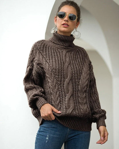 Angeline | Pull Femme Oversize Col Roulé en Tricot Côtelé - Image 1