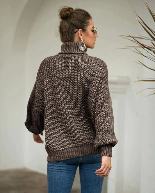 Angeline | Pull Femme Oversize Col Roulé en Tricot Côtelé - Image 2