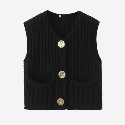 Flavie | Gilet pull court boutonné pour femme - Image 5