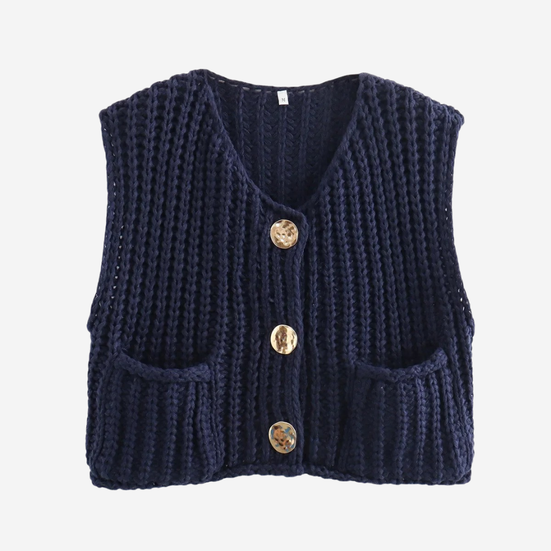 Flavie | Gilet pull court boutonné pour femme - Image 2