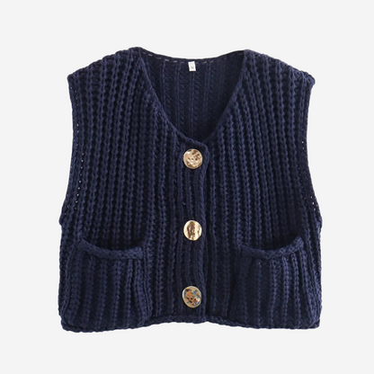 Flavie | Gilet pull court boutonné pour femme - Image 2