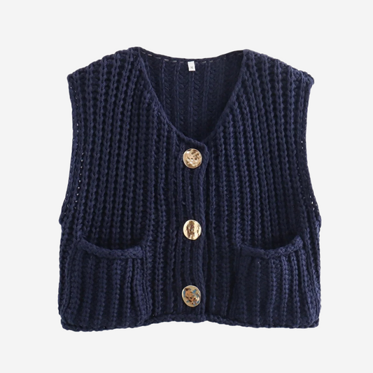 Flavie | Gilet pull court boutonné pour femme - Image 2