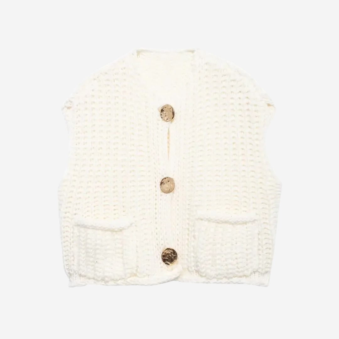 Flavie | Gilet pull court boutonné pour femme - Image 4