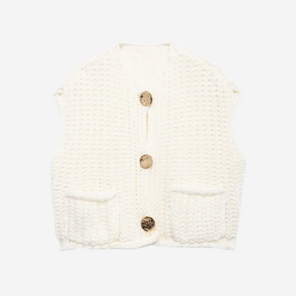Flavie | Gilet pull court boutonné pour femme - Image 4